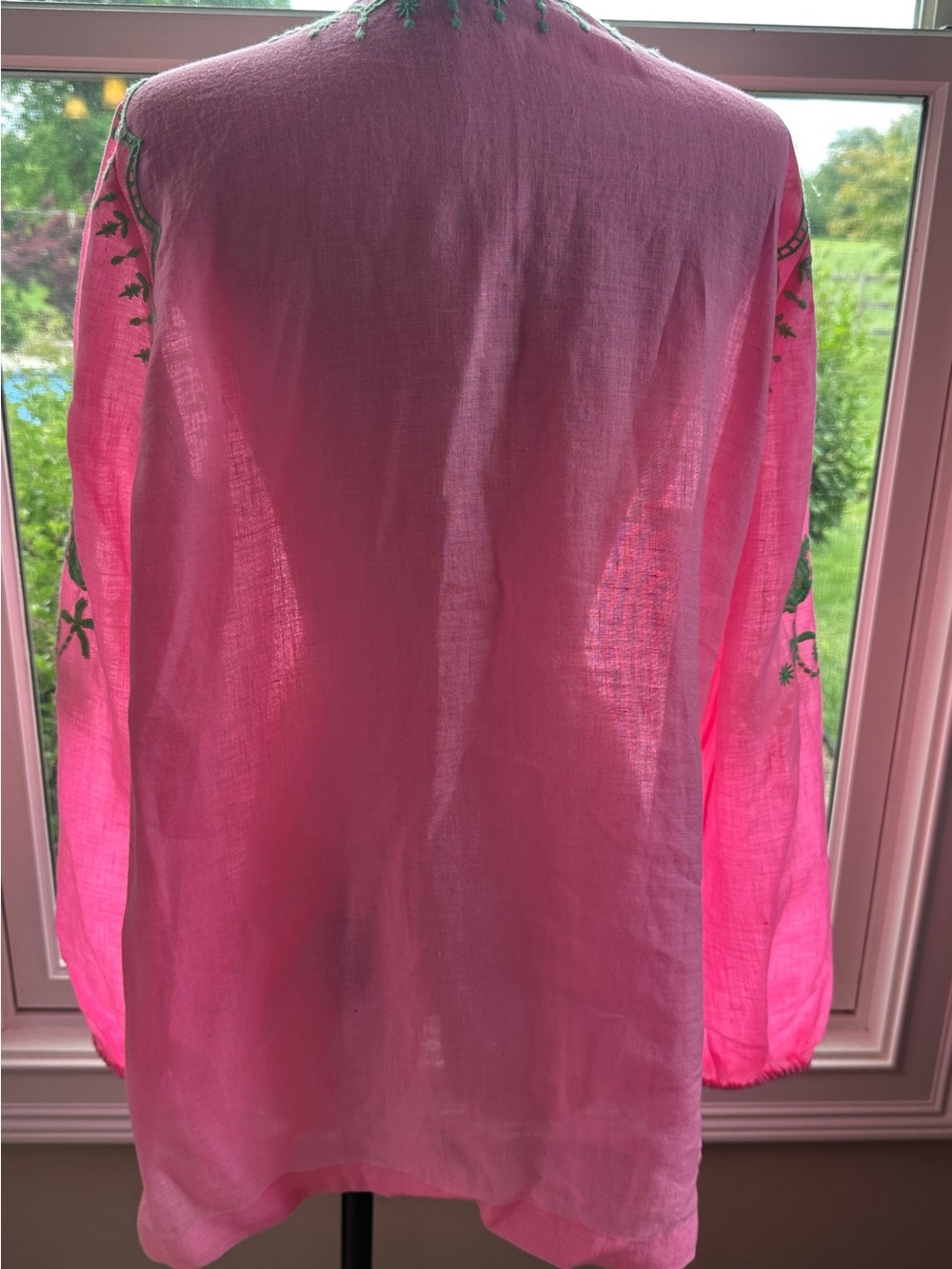 Lilly Pulitzer Coby Linen Top, Pink & Green, Size Large - Picture 5 of 7